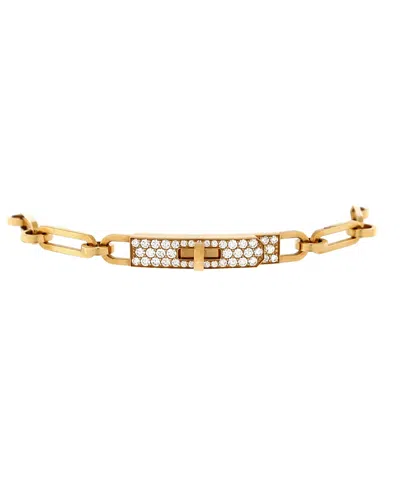 Pre-owned Pre-owned Hermes  Hermes Small Kelly Chaine Bracelet 18k Gold And Pave Diamonds In Yellow