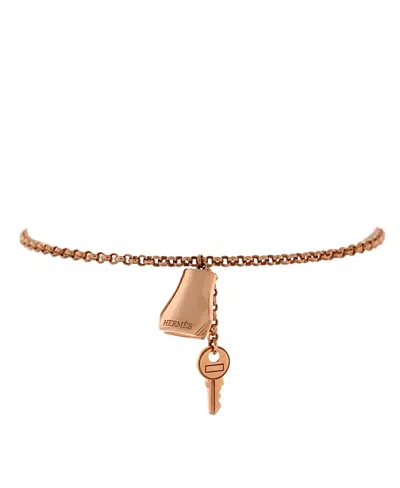 Pre-owned Pre-owned Hermes  Hermes Small Kelly Clochette Chain Bracelet 18k Rose Gold In Pink