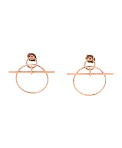 Pre-owned Pre-owned Hermes  Hermes Small Loop Earrings 18k Rose Gold
