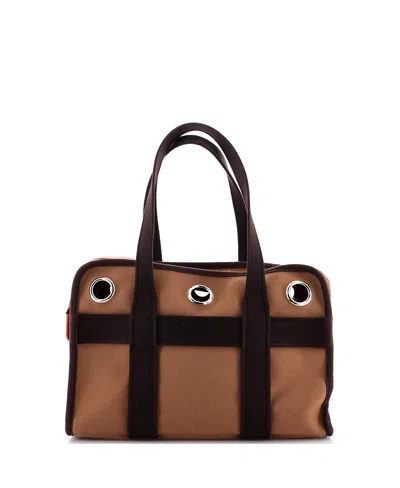 Pre-owned Pre-owned Hermes  Hermes Small Pet Dog Carrier Toile In Brown