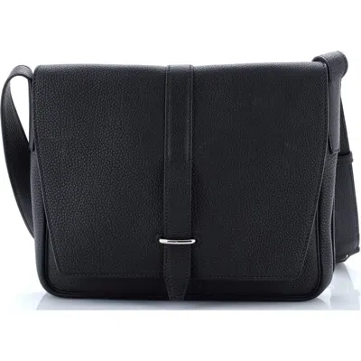 Pre-owned Hermes  Hermes Steve Light Junior Messenger Bag Togo In Blue