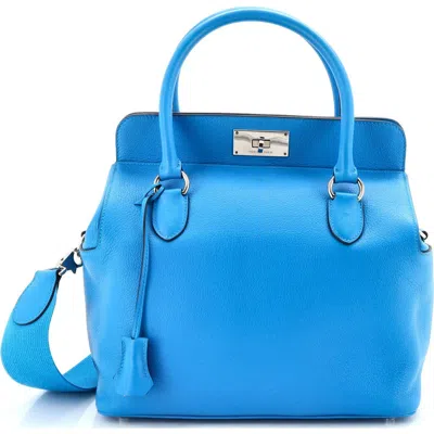 Pre-owned Hermes  Hermes Toolbox Bag Evercolor 26 In Blue