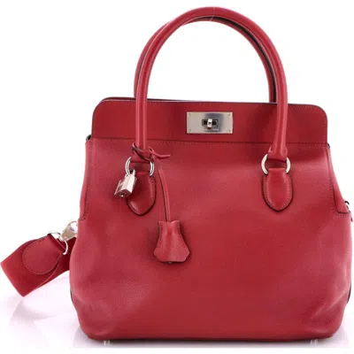 Pre-owned Hermes  Hermes Toolbox Bag Evercolor 26 In Burgundy