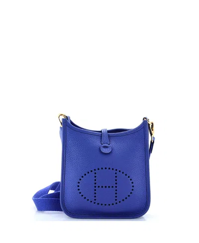 Pre-owned Pre-owned Hermes  Hermes Tpm Evelyne Bag Gen Iii Clemence In Blue
