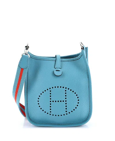 Pre-owned Pre-owned Hermes  Hermes Tpm Evelyne Bag Gen Iii Clemence In Blue