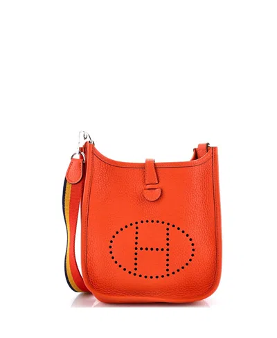 Pre-owned Pre-owned Hermes  Hermes Tpm Evelyne Bag Gen Iii Clemence In Orange