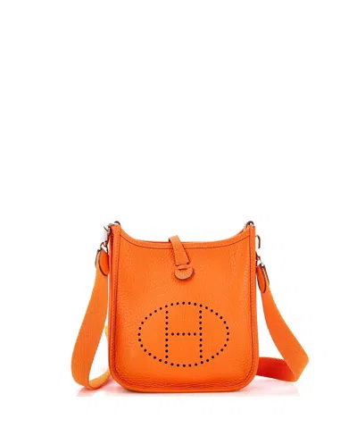 Pre-owned Pre-owned Hermes  Hermes Tpm Evelyne Bag Gen Iii Clemence In Orange