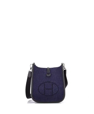 Pre-owned Pre-owned Hermes  Hermes Tpm Evelyne Bag Gen Iii Felt In Blue