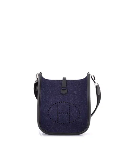 Pre-owned Pre-owned Hermes  Hermes Tpm Evelyne Bag Gen Iii Felt In Blue