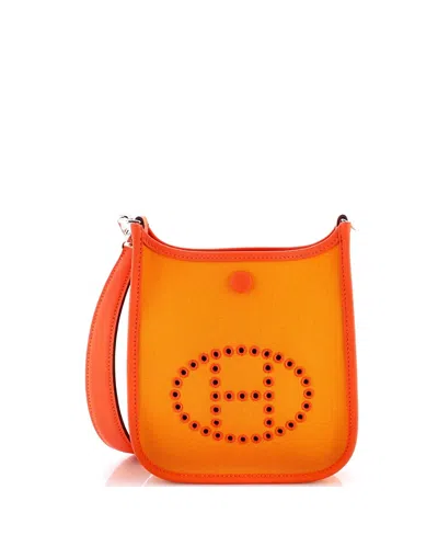 Pre-owned Pre-owned Hermes  Hermes Tpm Neo Evelyne Bag Toile And Leather In Orange