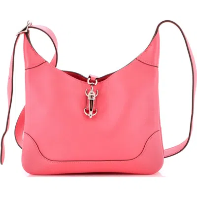 Pre-owned Hermes  Hermes Trim Duo Bag Evercolor 24 In Pink