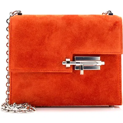 Pre-owned Hermes  Hermes Verrou Chaine Bag Doblis Suede Mini In Brown