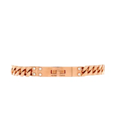 Pre-owned Pre-owned Hermes  Hermes Very Small Kelly Gourmette Bracelet 18k Rose Gold With Diamonds
