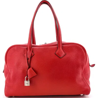 Pre-owned Hermes  Hermes Victoria Ii Bag Clemence 35 In Red