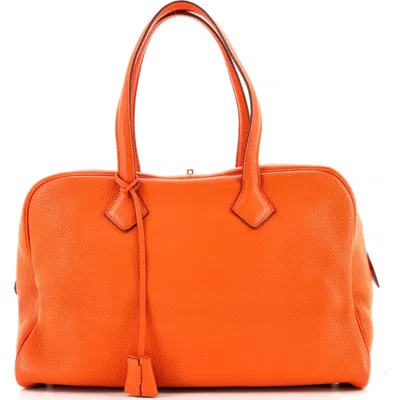 Pre-owned Hermes  Hermes Victoria Ii Bag Clemence 35 In Orange
