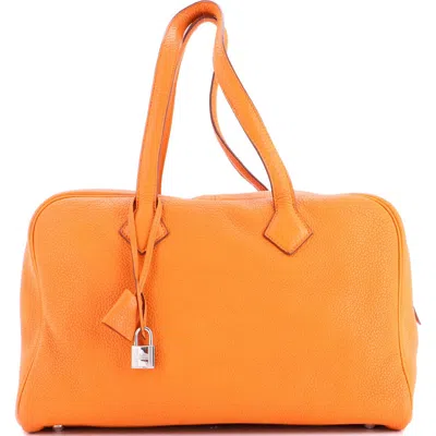 Pre-owned Hermes  Hermes Victoria Ii Bag Clemence 35 In Orange