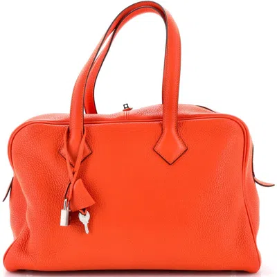 Pre-owned Hermes  Hermes Victoria Ii Bag Clemence 35 In Orange