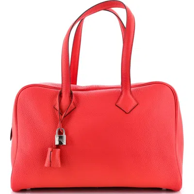 Pre-owned Hermes  Hermes Victoria Ii Bag Clemence 35 In Red
