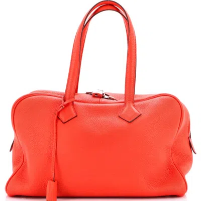 Pre-owned Hermes  Hermes Victoria Ii Bag Clemence 35 In Red