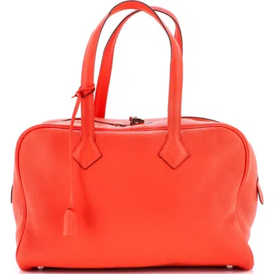 Pre-owned Hermes  Hermes Victoria Ii Bag Clemence 35 In Red