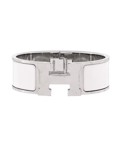 Pre-owned Pre-owned Hermes  Hermes Wide Clic Clac H Bracelet Metal And Enamel In Silver