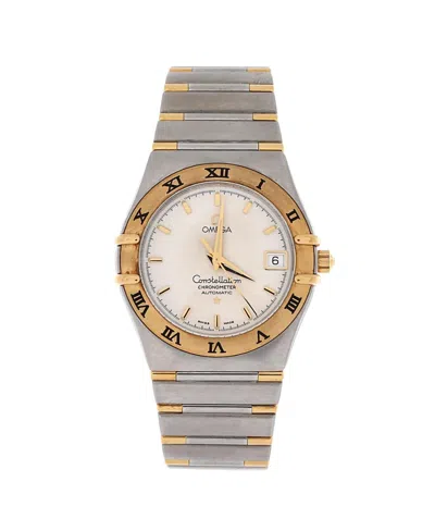 Pre-owned Pre-owned Omega  Omega Constellation Automatic Watch In Stainless Steel And Gold 35mm In Silver