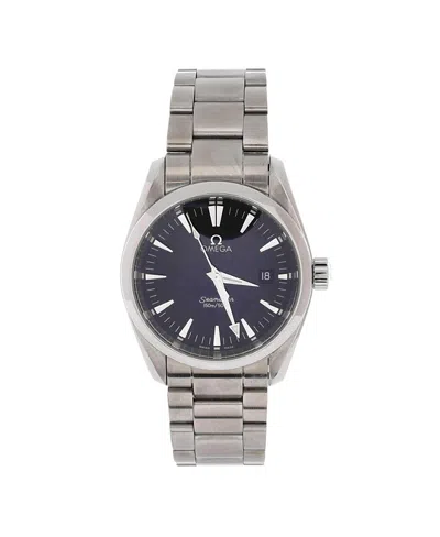 Pre-owned Pre-owned Omega  Omega Seamaster Aqua Terra 150m Quartz Watch In Stainless Steel 36mm In Black