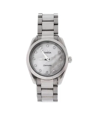 Pre-owned Pre-owned Omega  Omega Seamaster Aqua Terra 150m Quartz Watch In Stainless Steel With Diamond Markers And M