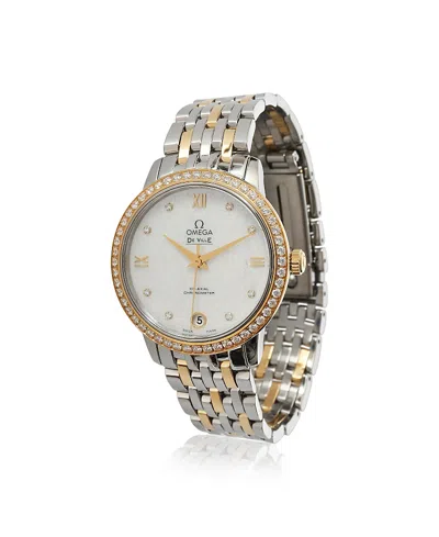 Pre-owned Omega  Omega Stainless Steel/yellow Gold Deville Prestige 424.25.33.20.55.004 34.40