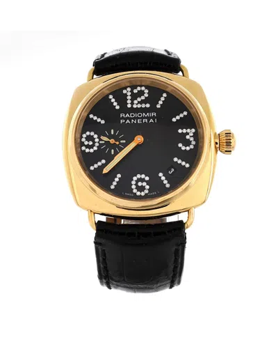 Pre-owned Pre-owned Panerai  Panerai Radiomir Automatic Watch In Gold And Alligator With Diamond Markers 40mm In Dial Color: Black