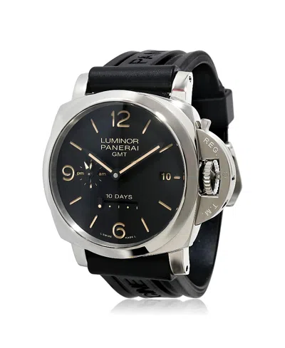 Pre-owned Pre-owned Panerai  Panerai Stainless Steel Luminor 1950 Watch Gmt Pam00533 51.10 Mm In Black