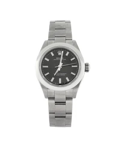 Pre-owned Pre-owned Rolex  Rolex Oyster Perpetual Automatic Watch In Stainless Steel 28mm In Dial Color: Black