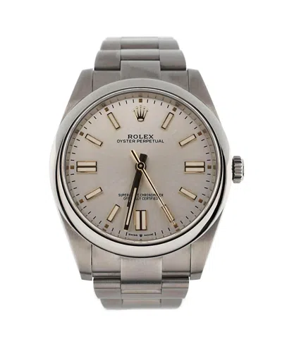 Pre-owned Pre-owned Rolex  Rolex Oyster Perpetual Automatic Watch In Stainless Steel 41mm In White