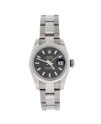 Pre-owned Pre-owned Rolex  Rolex Oyster Perpetual Datejust Automatic Watch In Stainless Steel 26mm In Black