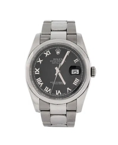 Pre-owned Pre-owned Rolex  Rolex Oyster Perpetual Datejust Automatic Watch In Stainless Steel 36mm In Black