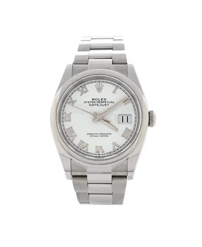 Pre-owned Pre-owned Rolex  Rolex Oyster Perpetual Datejust Automatic Watch In Stainless Steel 36mm In Dial Color: White