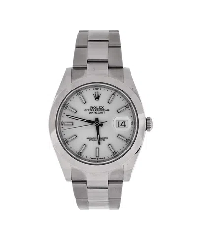 Pre-owned Pre-owned Rolex  Rolex Oyster Perpetual Datejust Automatic Watch In Stainless Steel 41mm In White