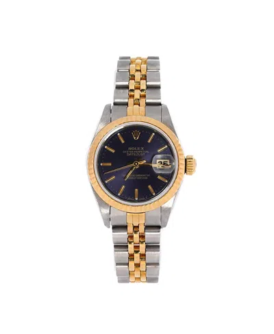 Pre-owned Pre-owned Rolex  Rolex Oyster Perpetual Datejust Automatic Watch In Stainless Steel And Gold 26mm In Blue