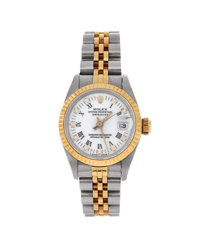 Pre-owned Pre-owned Rolex  Rolex Oyster Perpetual Datejust Automatic Watch In Stainless Steel And Gold 26mm In White