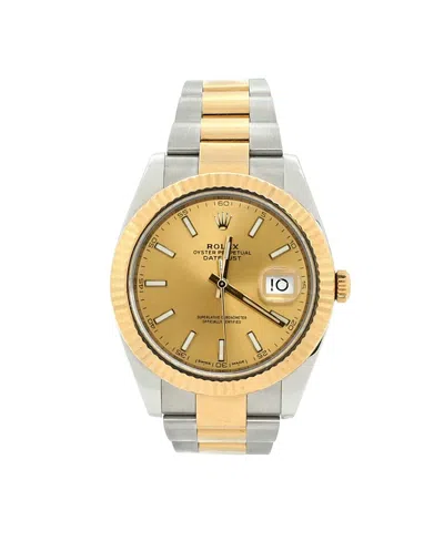 Pre-owned Pre-owned Rolex  Rolex Oyster Perpetual Datejust Automatic Watch In Stainless Steel And Gold 41mm In Dial Color: Gold