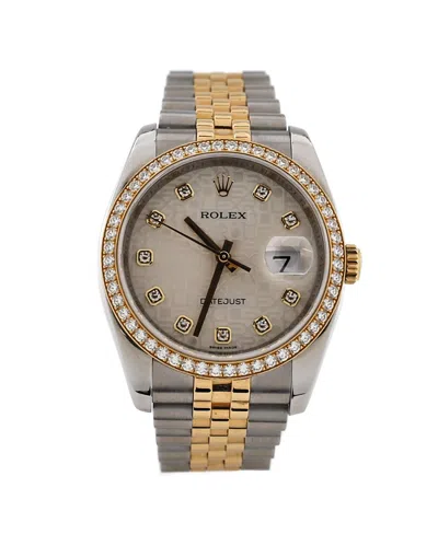 Pre-owned Pre-owned Rolex  Rolex Oyster Perpetual Datejust Automatic Watch In Stainless Steel And Gold With Diamond B In Dial Color: Silver