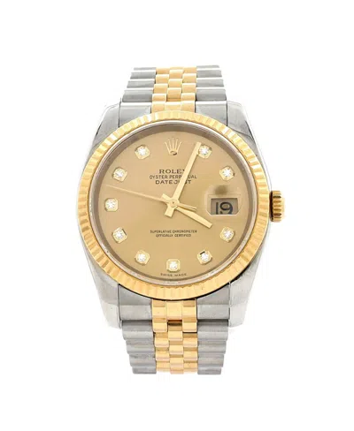 Pre-owned Pre-owned Rolex  Rolex Oyster Perpetual Datejust Automatic Watch In Stainless Steel And Gold With Diamond M