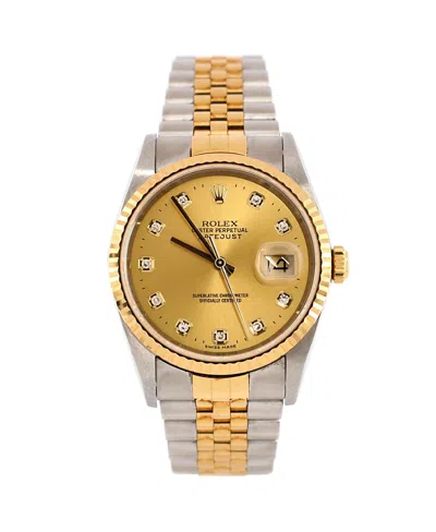 Pre-owned Pre-owned Rolex  Rolex Oyster Perpetual Datejust Automatic Watch In Stainless Steel And Gold With Diamond M