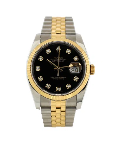 Pre-owned Rolex  Rolex Oyster Perpetual Datejust Automatic Watch In Stainless Steel And Gold With Diamond M In Black/two-tone