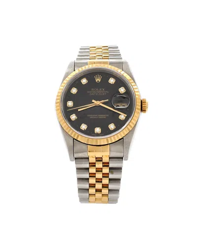 Pre-owned Pre-owned Rolex  Rolex Oyster Perpetual Datejust Automatic Watch In Stainless Steel And Gold With Diamond M In Dial Color: Black