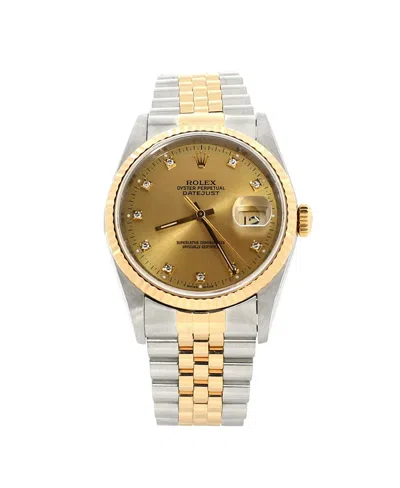 Pre-owned Rolex  Rolex Oyster Perpetual Datejust Automatic Watch In Stainless Steel And Gold With Diamond M In Dial Color: Gold