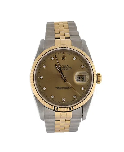 Pre-owned Pre-owned Rolex  Rolex Oyster Perpetual Datejust Automatic Watch In Stainless Steel And Gold With Diamond M In Dial Color: Gold