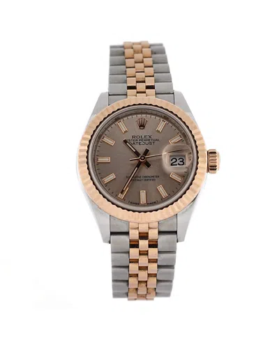 Pre-owned Pre-owned Rolex  Rolex Oyster Perpetual Datejust Automatic Watch In Stainless Steel And Rose Gold 28mm In Dial Color: Gold