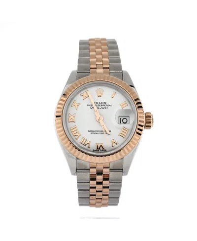 Pre-owned Pre-owned Rolex  Rolex Oyster Perpetual Datejust Automatic Watch In Stainless Steel And Rose Gold 28mm In Dial Color: White