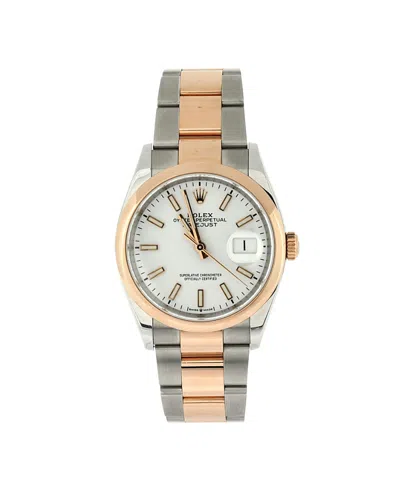 Pre-owned Pre-owned Rolex  Rolex Oyster Perpetual Datejust Automatic Watch In Stainless Steel And Rose Gold 36mm In White